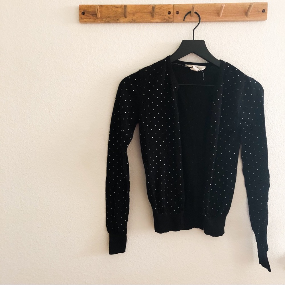 Active Basic Black and White Polka Dot Cardigan